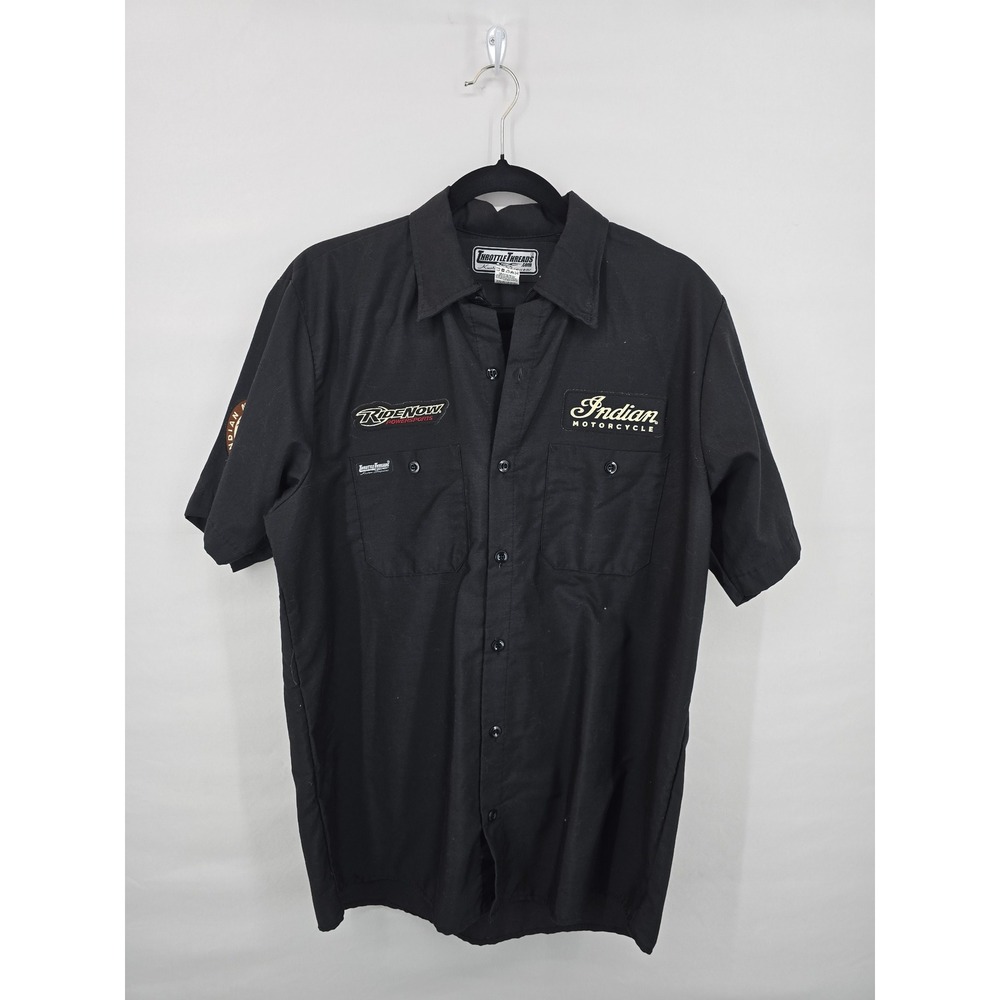 Throttle Threads Indian Motorcycle Work Shirt Mens‎ Medium Black RideNow S24BK